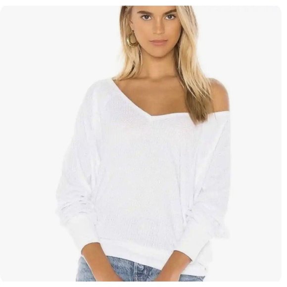 NWT Free People Santa Clara Thermal Top in Alabaster Off Shoulder XS X-Small - Picture 4 of 16